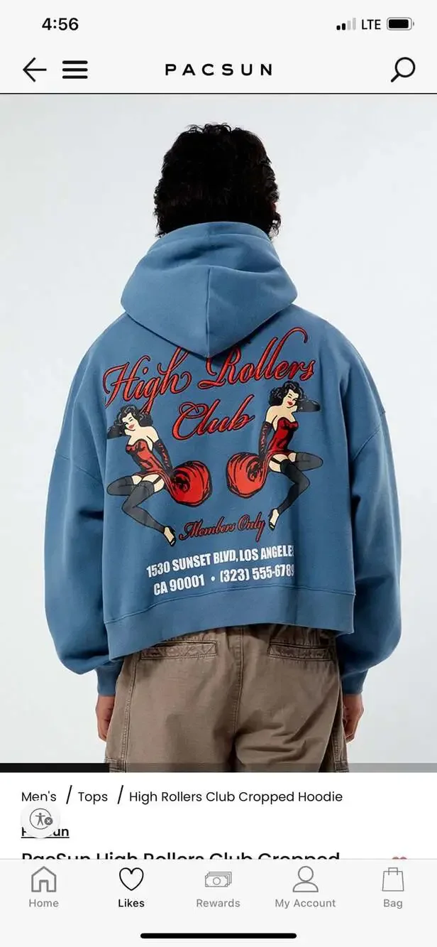 PacSun High Rollers Club Cropped Hoodie